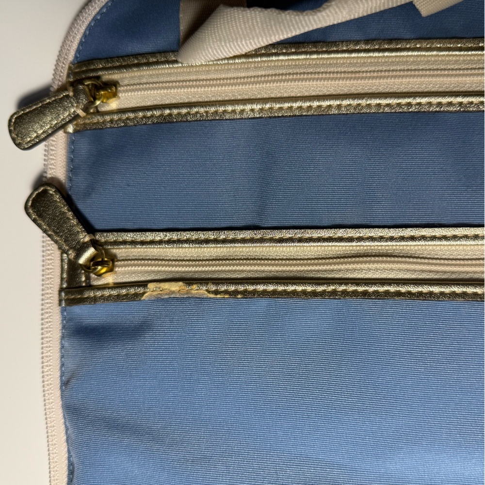 Coach Vintage Spring 2015 Gold Pink Purple Colorful Plaid Cosmetic Travel Bag - Picture 12 of 14